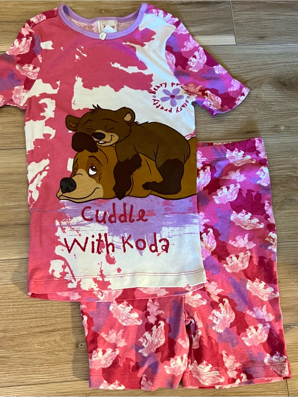 Vintage Disney Store Brother Bear Pajamas Set Koda Kenai Pink Shorts PJs Size 10